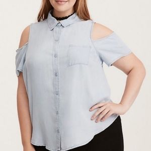 Torrid Denim Cold Shoulder Top